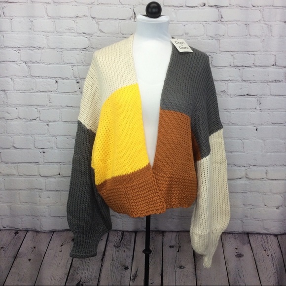 DAVI & DANI Sweaters - Davi & Dani Oversized Boxy Cardigan Women’s Size M Chunky ColorBlock Open Front